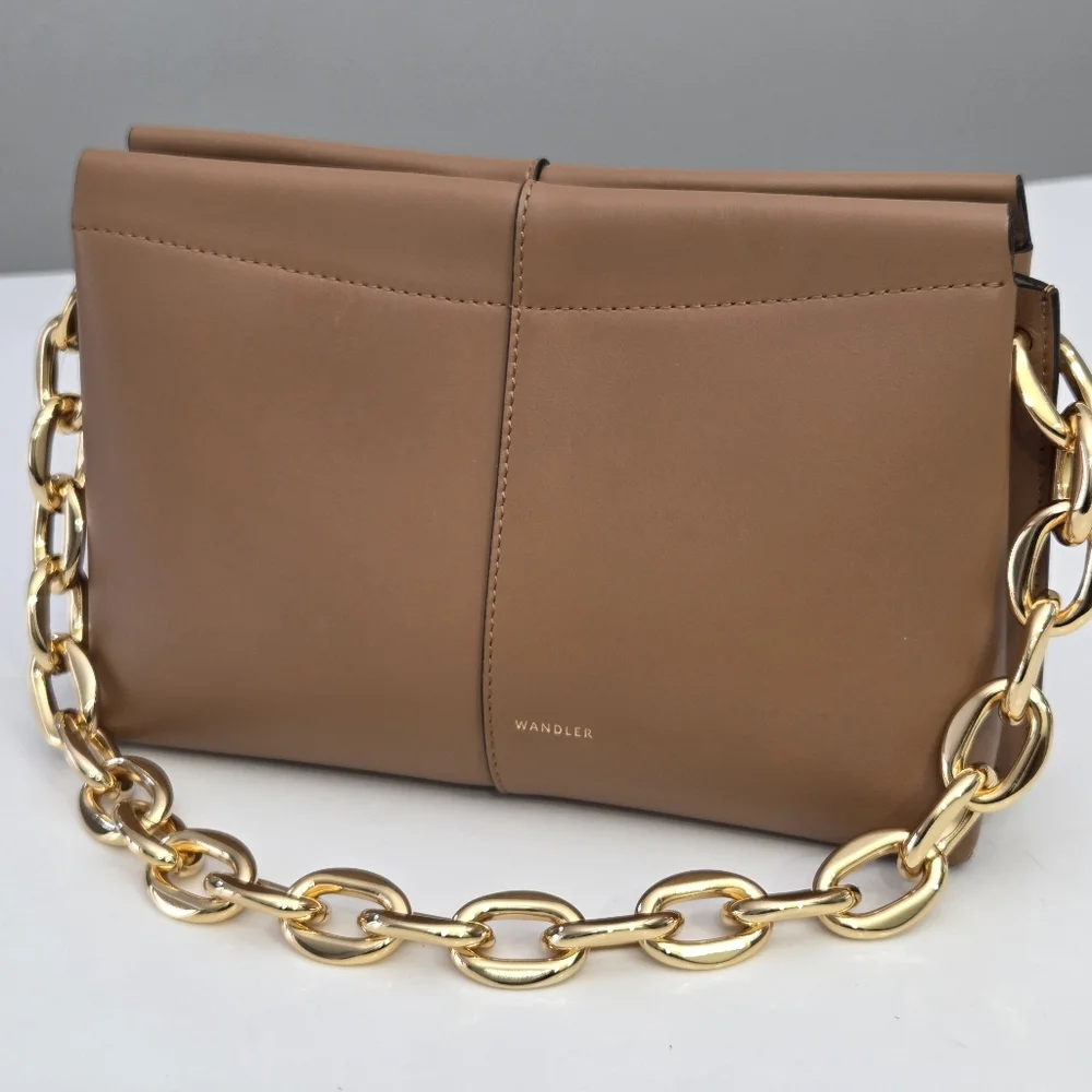 NWT WANDLER MINI CARLY CHAIN STRAP LEATHER SHOULDER BAG - AMBER